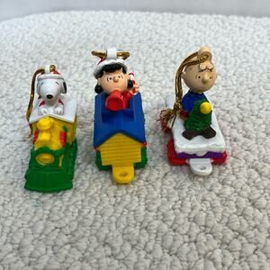 Peanuts Snoopy Whitmans Christmas Train PVC Ornament Lot of 3 Charlie Brown Lucy